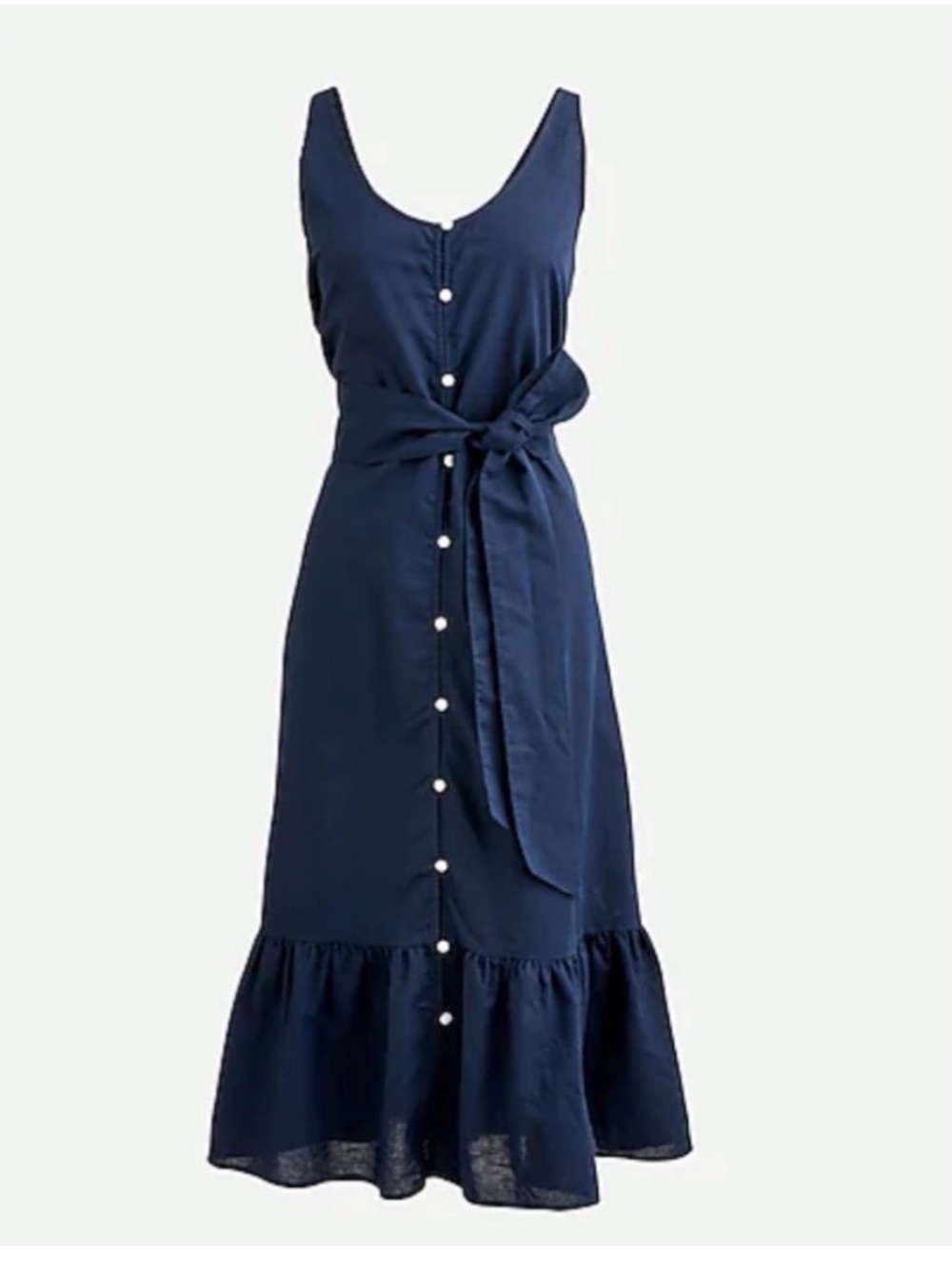 J. Crew Cotton-linen Button-front Beach Dress Navy Blue Breezy Beachy Size Small